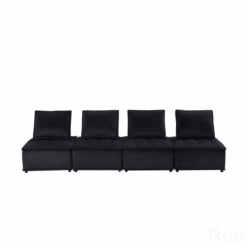 Basic Sectional Sofa, 120" Velvet 4 Pc  Sofa