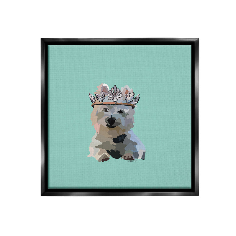 "Westie Terrier With Crown" par Amelia Noyes sur toile, Cadre flottant noir de jais, H 25 po x l 25 po