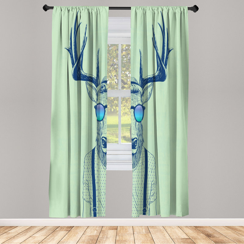 George Oliver Curtains, 28" W x 95" L, Green/Blue