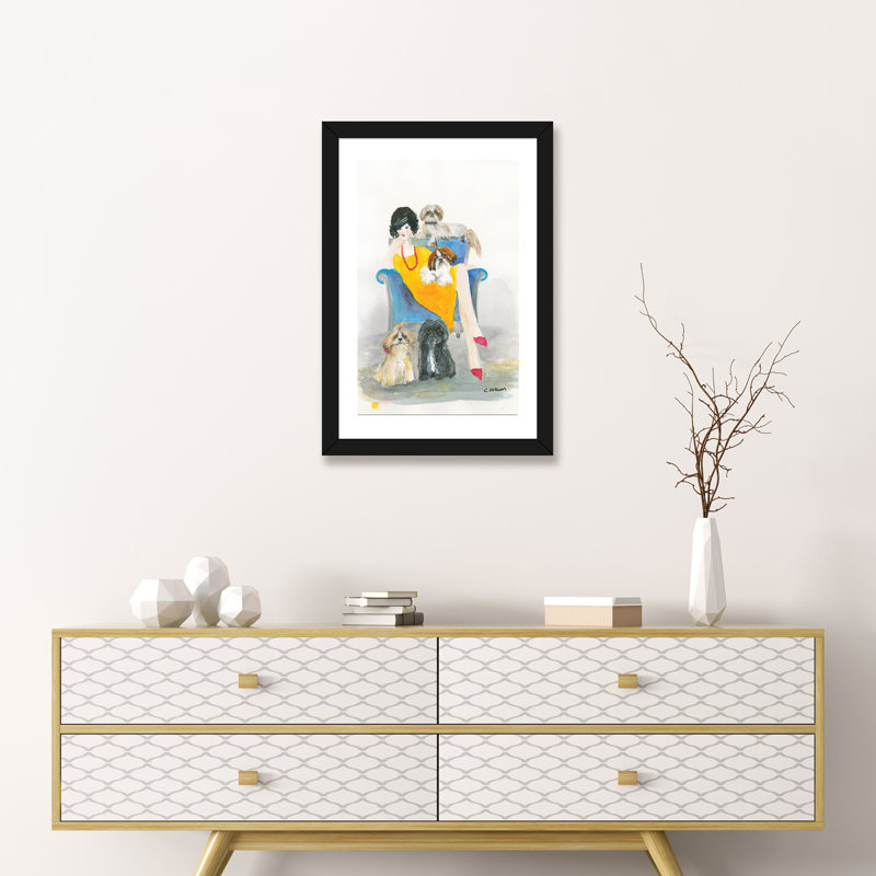 " I Need Another Shih Tzu " by Connie Collum Painting Print, 24" H x 16" W x 1" D, Black Framed Paper