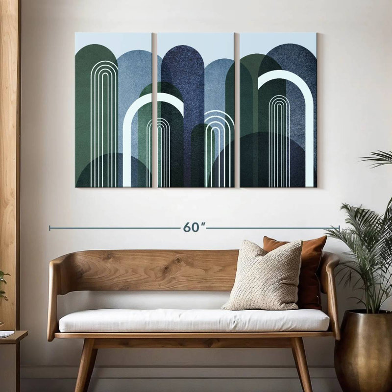 Avery Mid-Century Arches bleu marine émeraude, H 32 po x l 50 po