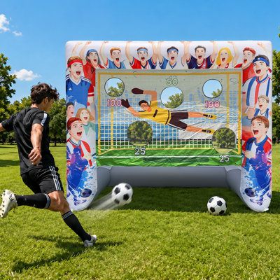 10.8x5.9x8.8 FTGiant Outdoor Inflatable Soccer Darts Board with Soccer Balls & Blower for Kick Dartboard Sport Game