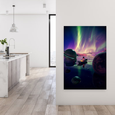 Astronaut Drifts Under Aurora