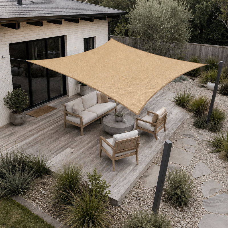 Toile d'ombrage rectangulaire en toile Colourtree, imperméable et anti-UV UPF50, Beige sable, 20 pi x 10 pi