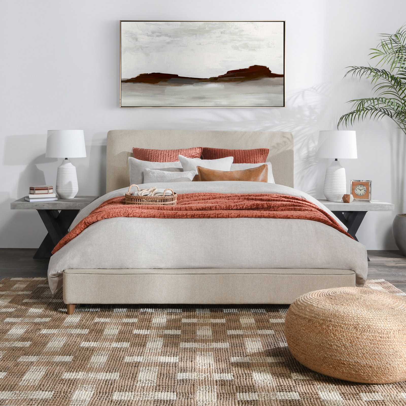 Upholstered Platform Bed, King
