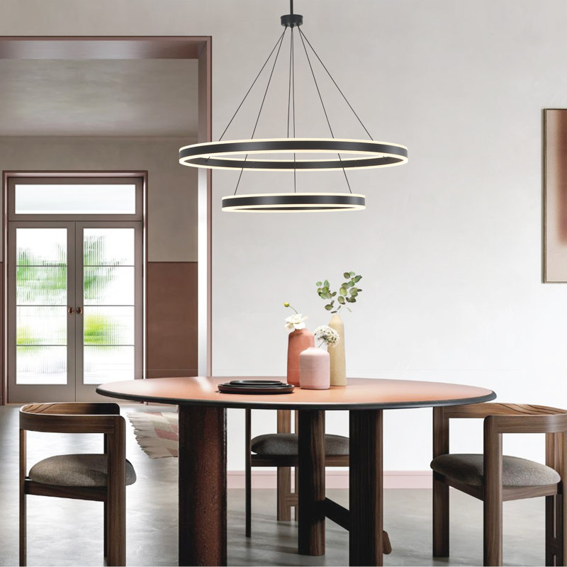 Maleea Modern Chandelier Light Led Kitchen Island Pendant with Remote Control for High Ceiling, 39.4" H x 31.5" W x 31.5" D