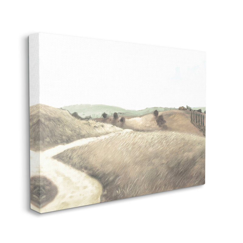 Large Beige and Green Landscape Canvas Wall Art
