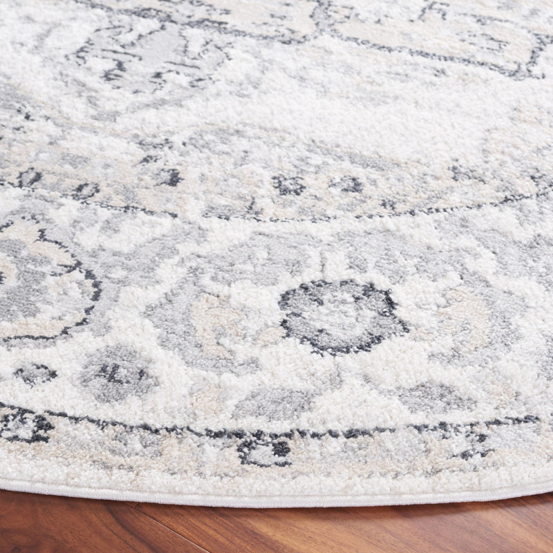 Tapis ivoire / gris Lowrey, Rond 6 pi 7 po