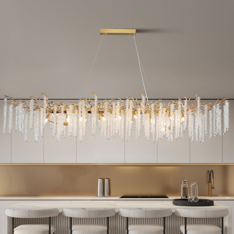 Lustres en cristal Erdenheim, Doré, H 15,7 po x l 70 po x P 16,2 po
