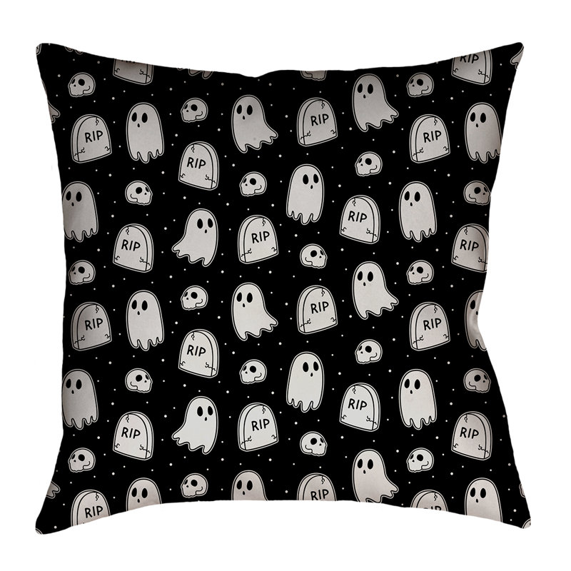 Housse de coussin Katelyn Elizabeth, 20 po x 20 po, Noir / blanc, Polyester sergé