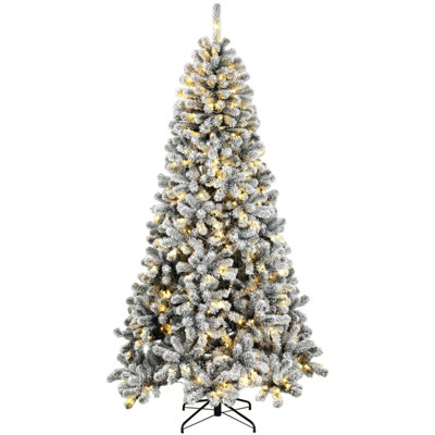 6 ft Pre‑Lit Snow‑Flocked Northern Pine Artificial Christmas Tree, Gracefully Curved Realistic Branch Tips with Pre‑Strung LED Lights for Indoor Holid