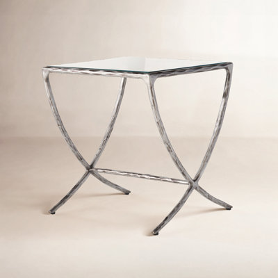 Evelynn Glass Top End Table