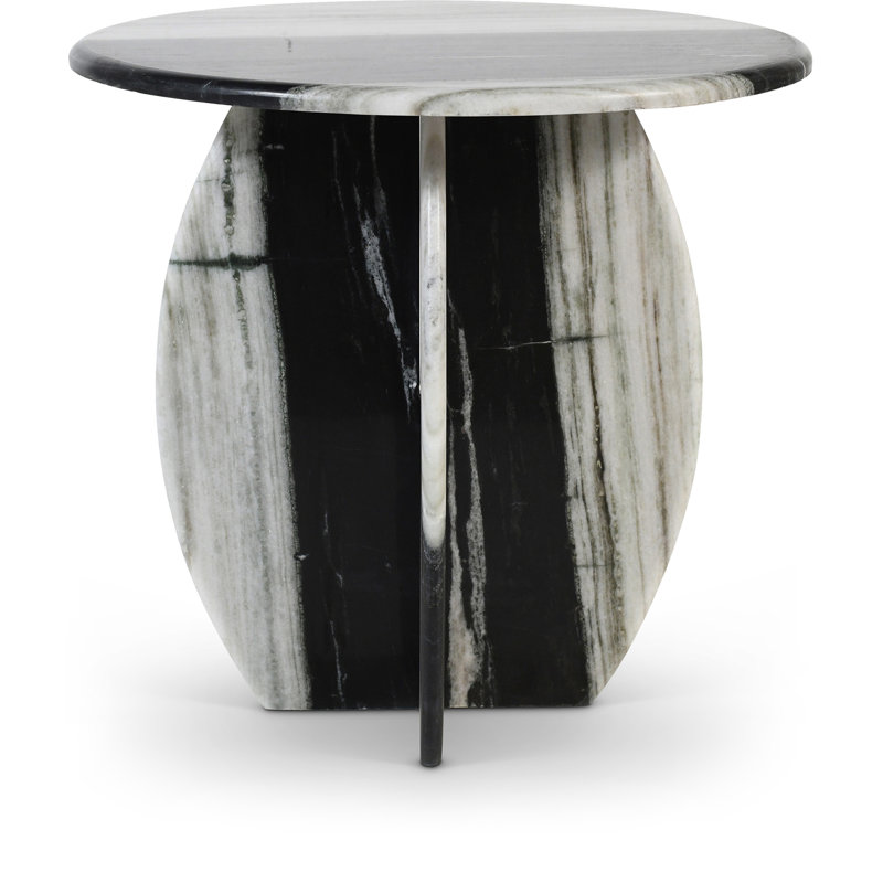 Iverna Marble Top End Table, Black/White