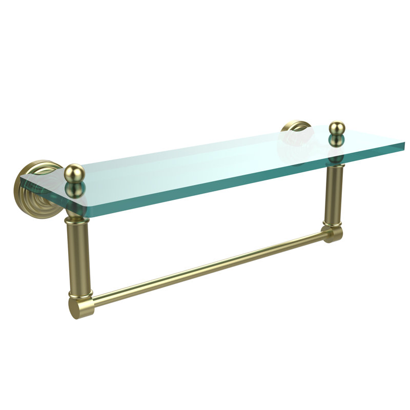 Beresford Bracket Shelf with Towel Bar, 16" W x 5" H, Satin Brass