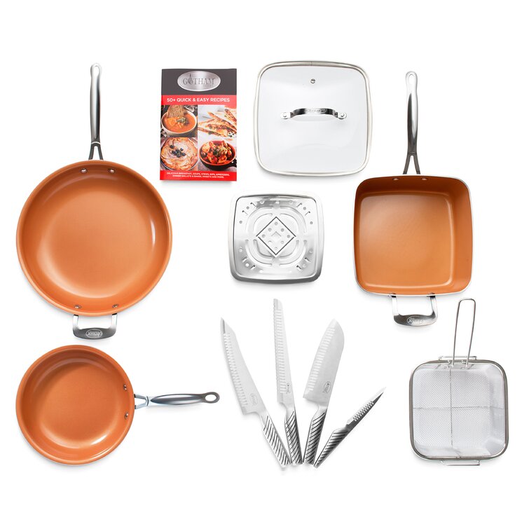 Gotham Steel Gotham Steel Original Copper 20 Pieces Ceramic Non Stick Cookware  Set with Bakeware, Wayfair