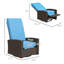 Fauteuils inclinables confortables bleu ciel, rotin en acier, patio extérieur