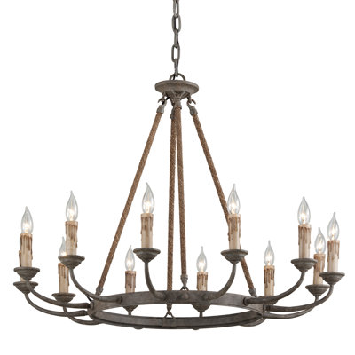 Cyrano 12 - Light Wagon Wheel Chandelier