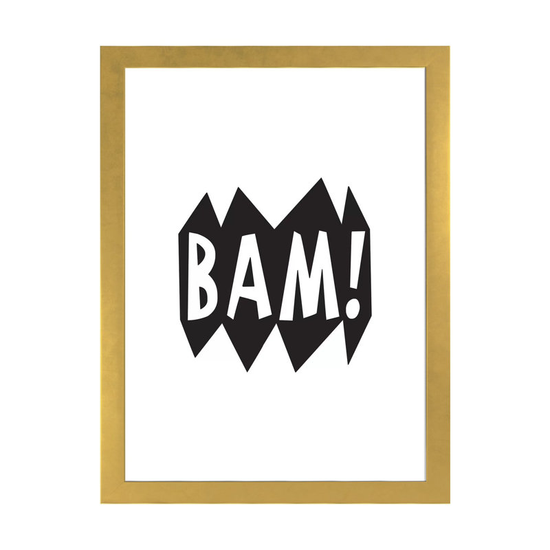 BAM! Noir - reproduction d'art textuel, Blanc, H 24 po x l 16 po x P 1 po, Papier encadré doré