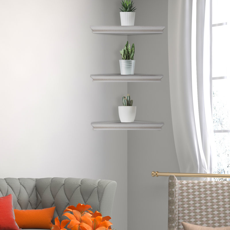 Caloundra 3 Piece Triangle Corner Shelf, White