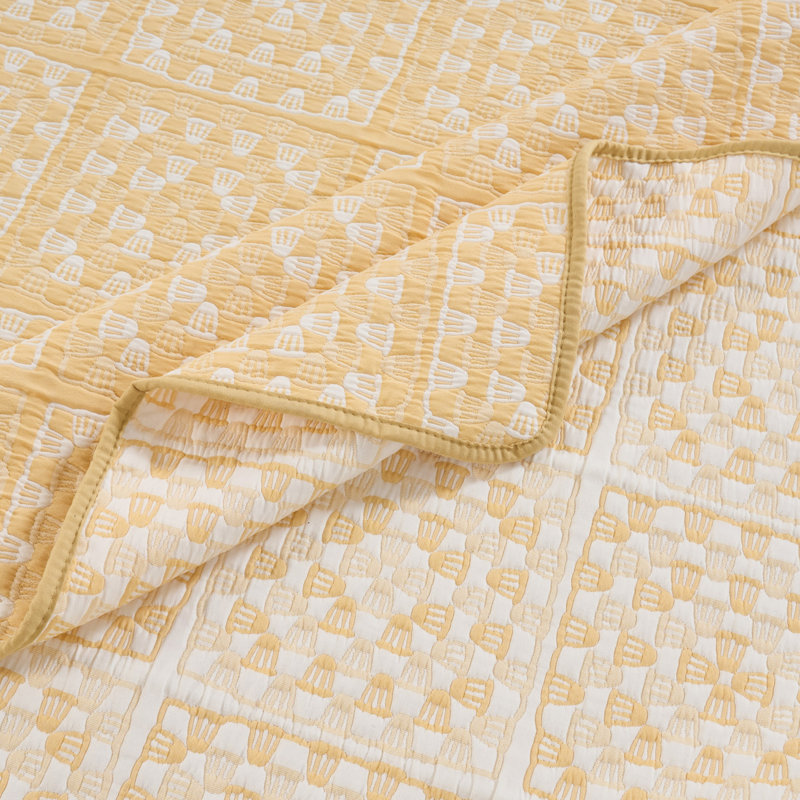 Ensemble de couvre-lit en jacquard réversible Granny's Squares, Couvre-lit très grand / couvre-lit + 2 taies déc