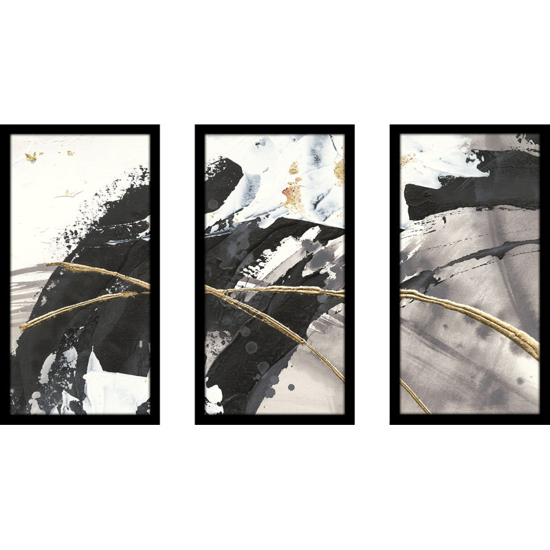 Gilded Arcs II - cadre photo 3 pièces, impression multi-pièces, H 25,5 po x l 40,5 po x P 1 po