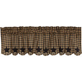Navy Star Plaid Cotton Scalloped Window Valance