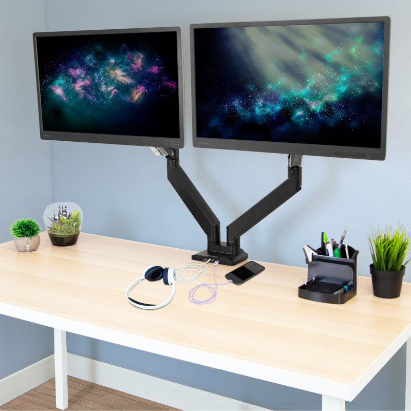Height Adjustable Universal 2 Screen Desk Mount