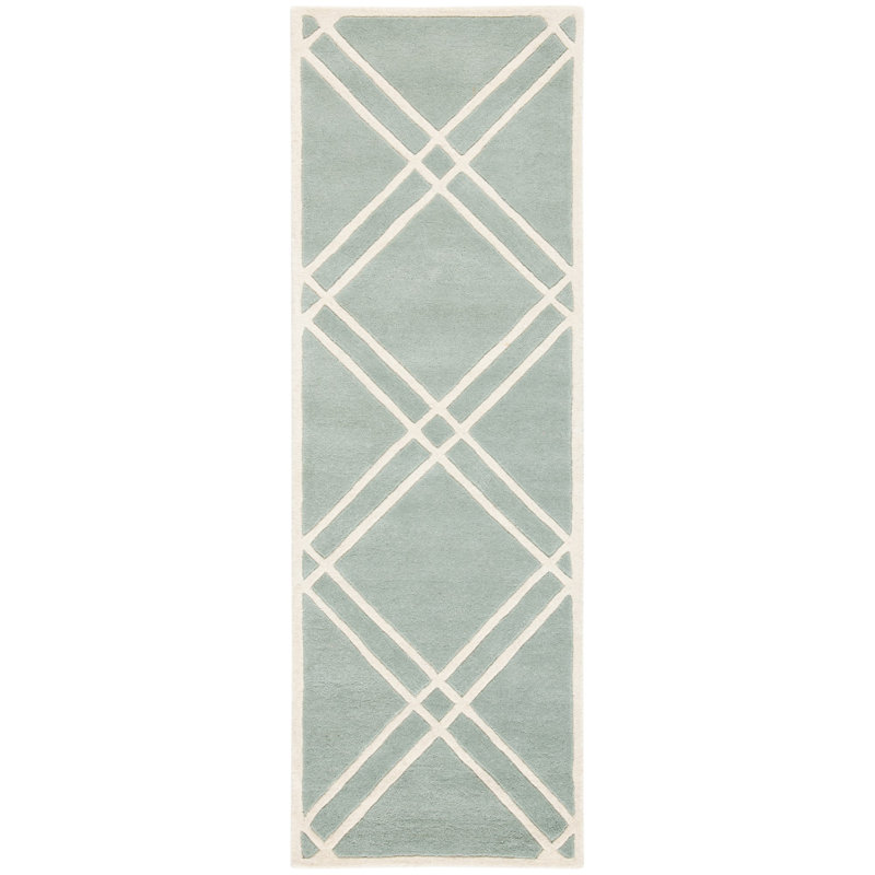 Geometric Wool Hand Woven Area Rug, Runner 69 x 335cm