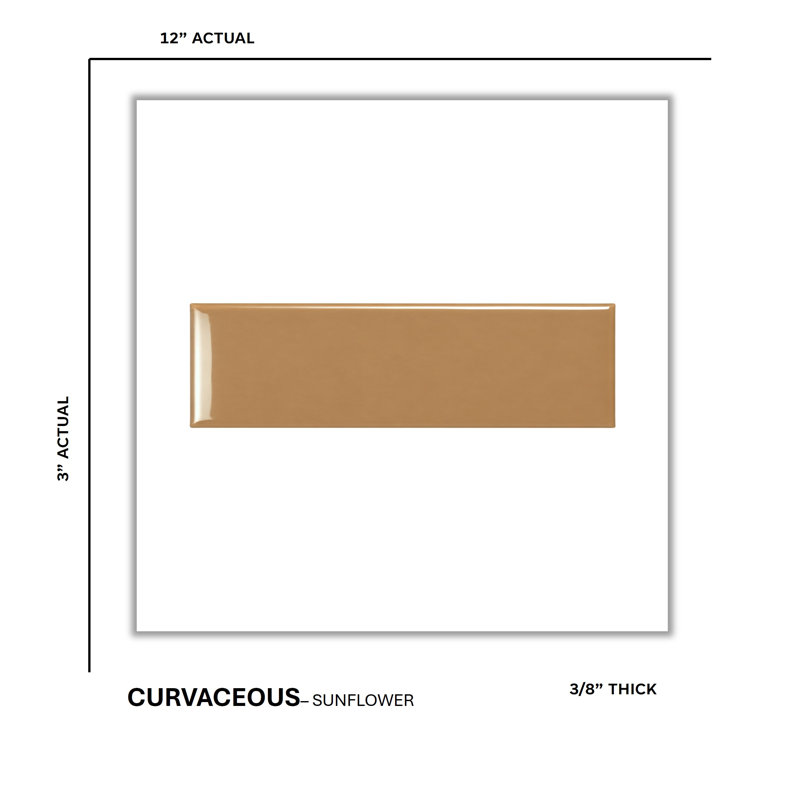 Curvaceous 3" x 12" Ceramic Wall Tile, Sunflower