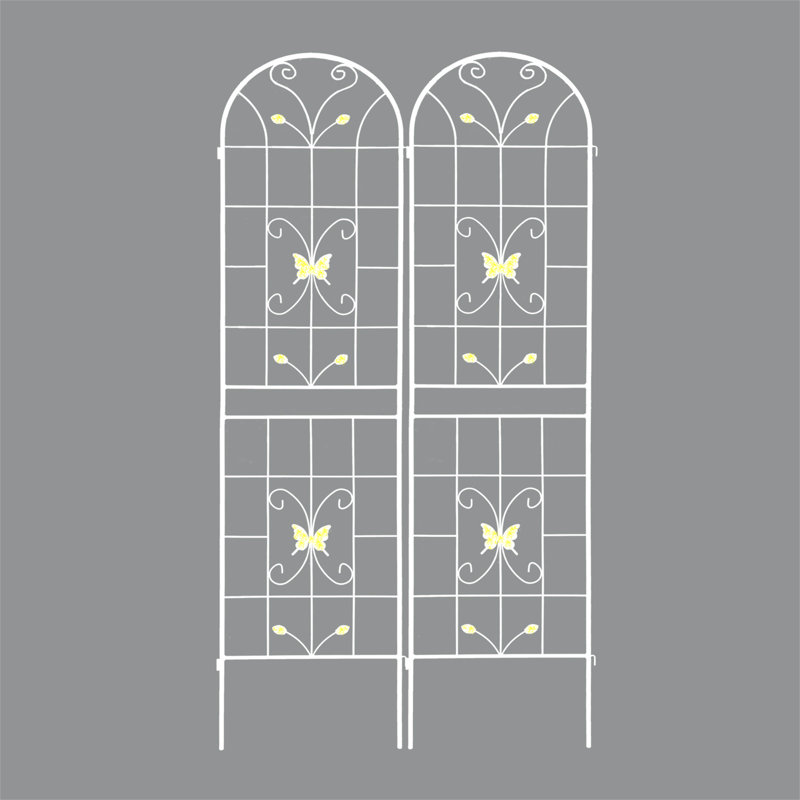 Paquet de 2, treillis de jardin en métal 86,7 "x 19,7" antirouille pour plantes grimpantes, crème de soutien pour fleurs d'extérieur