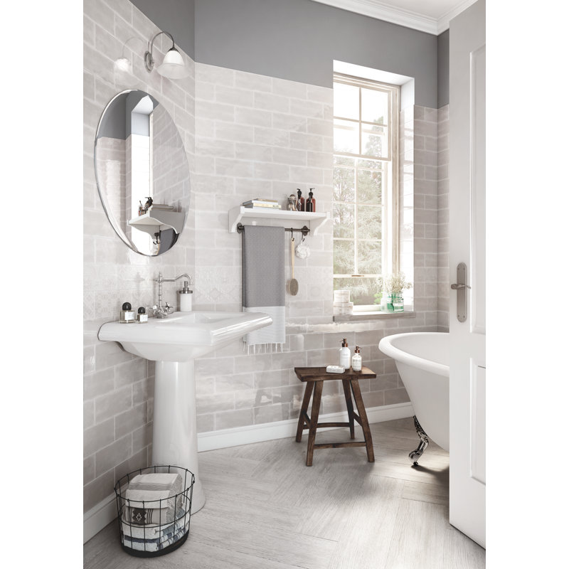 Maiolica Chantilly Alecon 4x10 Deco, Tender Gray