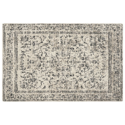 Heirloom Medallion Pattern Polyester Area Rug - Soft Vintage Carpet with Canvas Backing, Classic Floor Rug for Living Room Dining Room