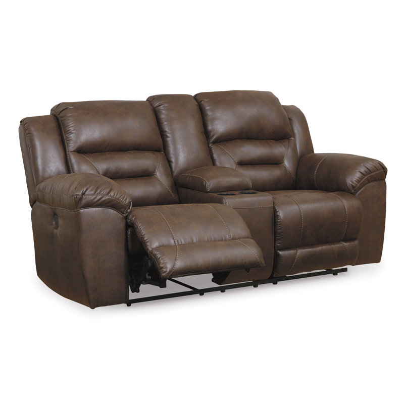 Kanhaya Power Reclining Loveseat with Console, Brown