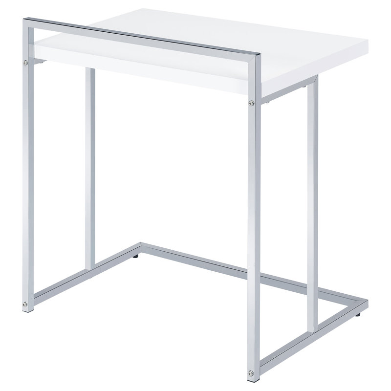 Table de bout Chandlar C Table, Chrome, Blanc