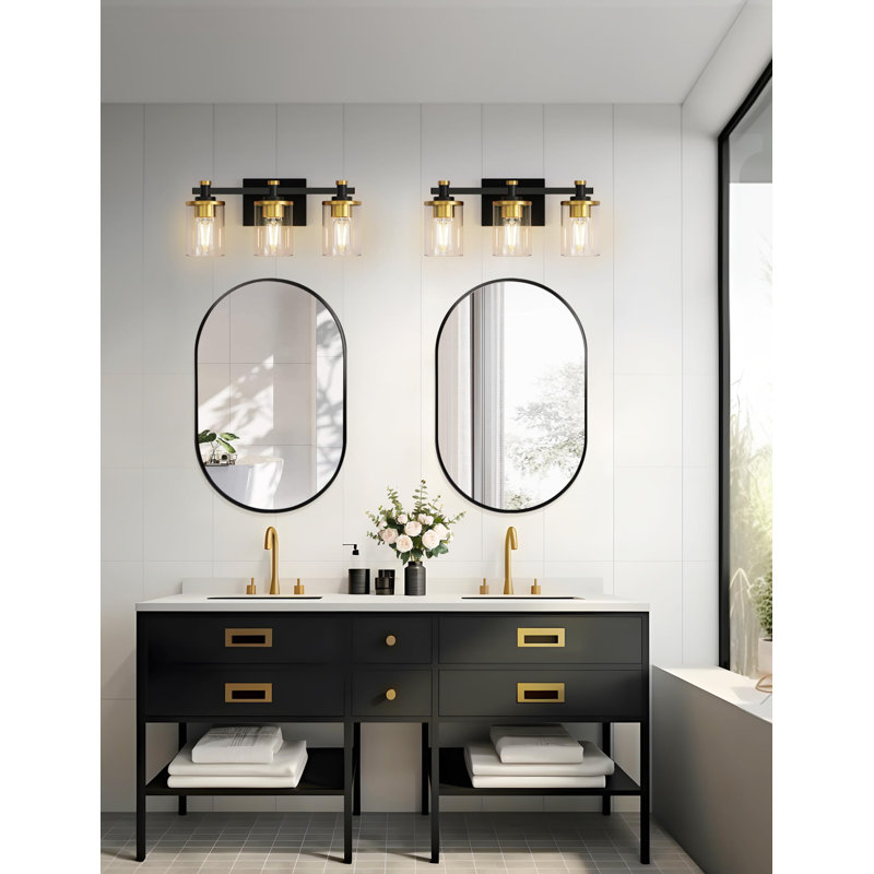 Nayomie 3 - Light Dimmable Vanity Light, Matte Black/Gold
