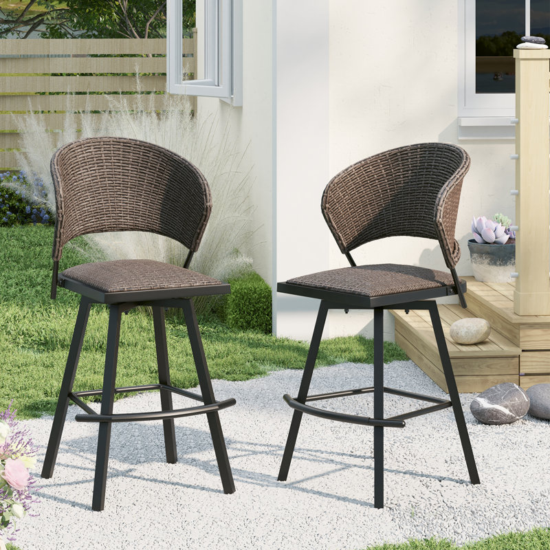 Tabouret de bar en osier Roca, Brun