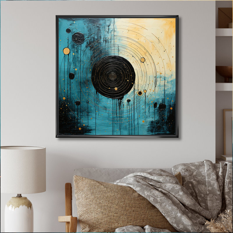 «Blue Minimalisme Horizon I» sur toile, H 30 po x l 30 po x P 1 po, Cadre flottant noir
