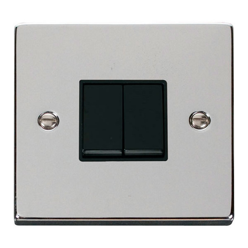 Polished Chrome 10A 2 Gang 2 Way Light Switch