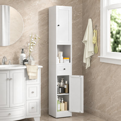 71 Inch Narrow Metal Storage Cabinet with Doors and Adjustable Shelves