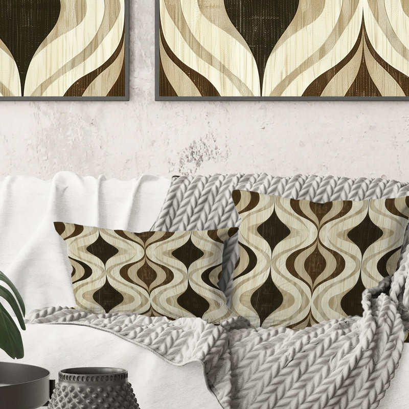 Coussin décoratif brun et beige Ogee Patterns III, H 18 po x l 18 po