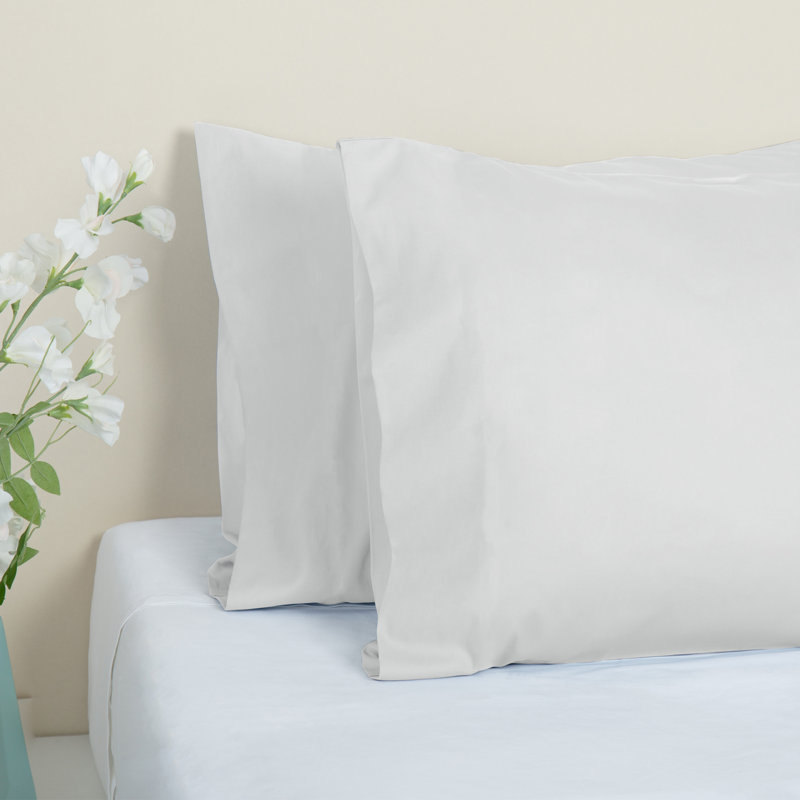 100% Cotton Sateen Pillowcase Envelope Pillowcases Set, Queen Pillowcase, White