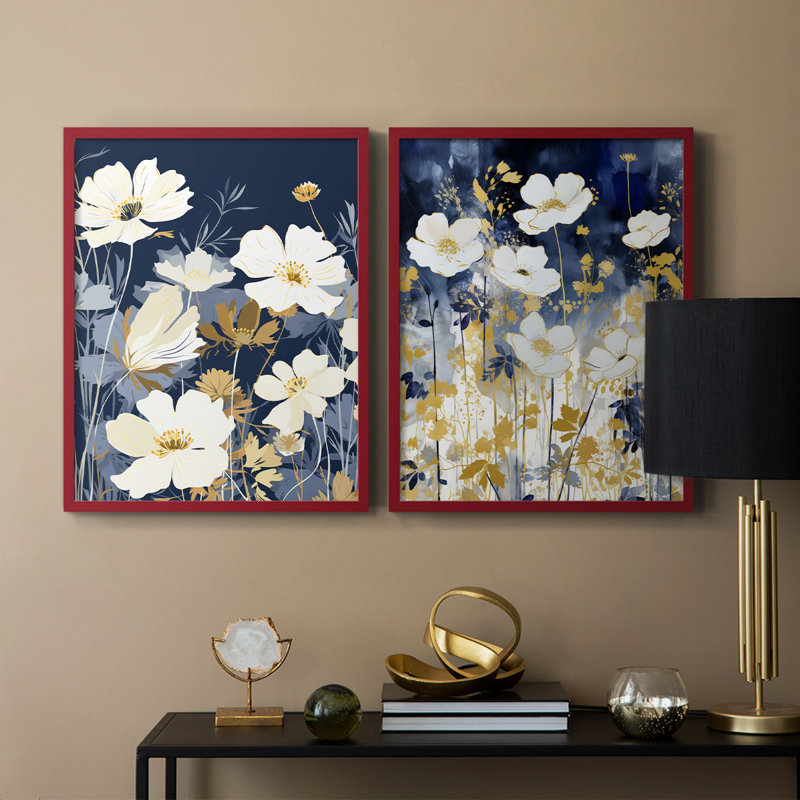 FLORAL Series CCCLLXVI-Impression encadrée de qualité supérieure - prête à être accrochée - aucun clou requis - aucun clou requis