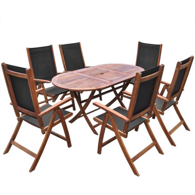 Delmare 6 - Person Acacia Wood Patio Dining Set with Oval Table