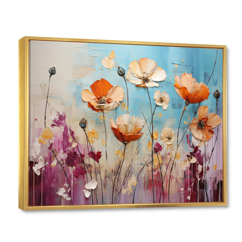 «Meadow Whispers Collage II», reproduction sur toile, H 12 po x l 20 po x P 1 po, Cadre flottant doré