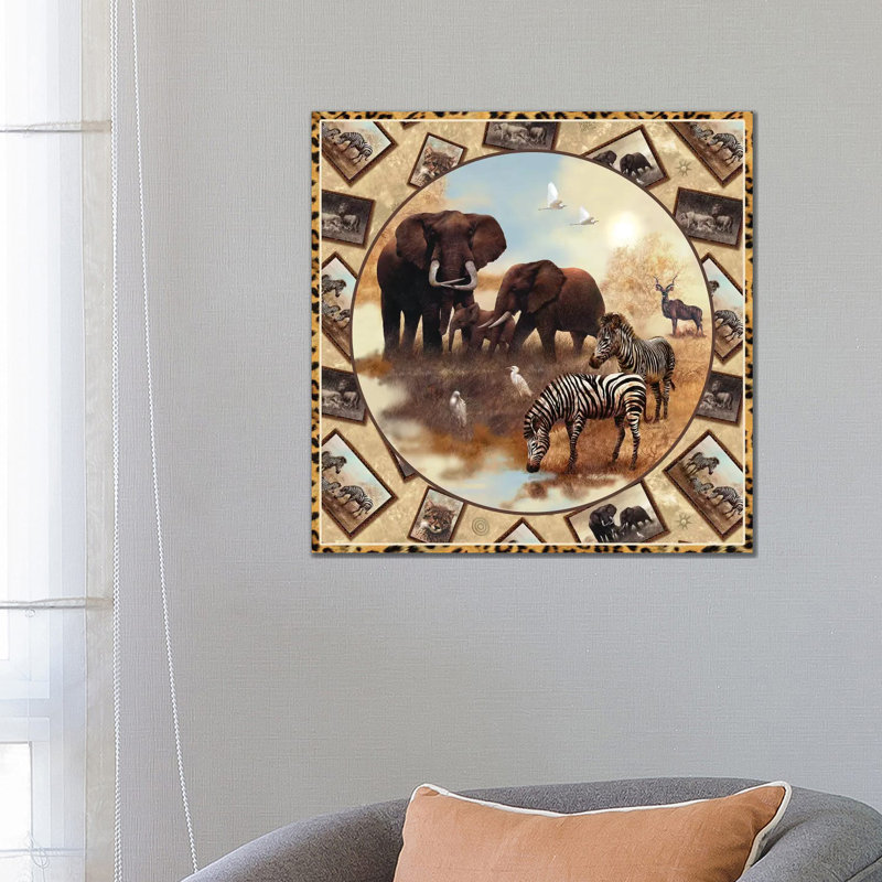 Safari Square Circle - Wrapped Canvas Print, 66.04 cm H x 66.04 cm W x 3.175 cm D