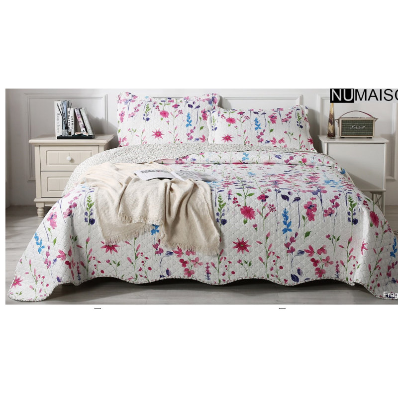 Ensemble de courtepointe réversible imprimée, Courtepointe très grand + 2 taies décoratives
