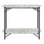 Console ovale en acier et en terrazzo blanc et noir 36 "avec tablette