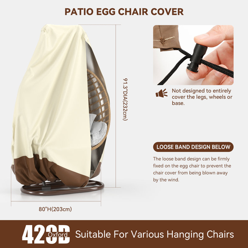 Outdoor Swing Seat Cover, 91.3" H x 80" W x 80" D