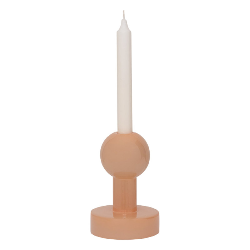 Bougeoir de table en verre, Rose, H 5,75 po x l 4,45 po x P 4,45 po