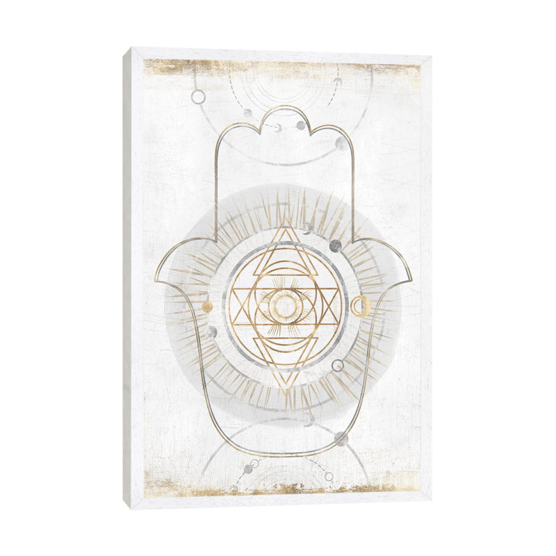 Gold Hamsa I by Isabelle Z - Print on Canvas, White Framed, 152.5 cm H x 101.5 cm W